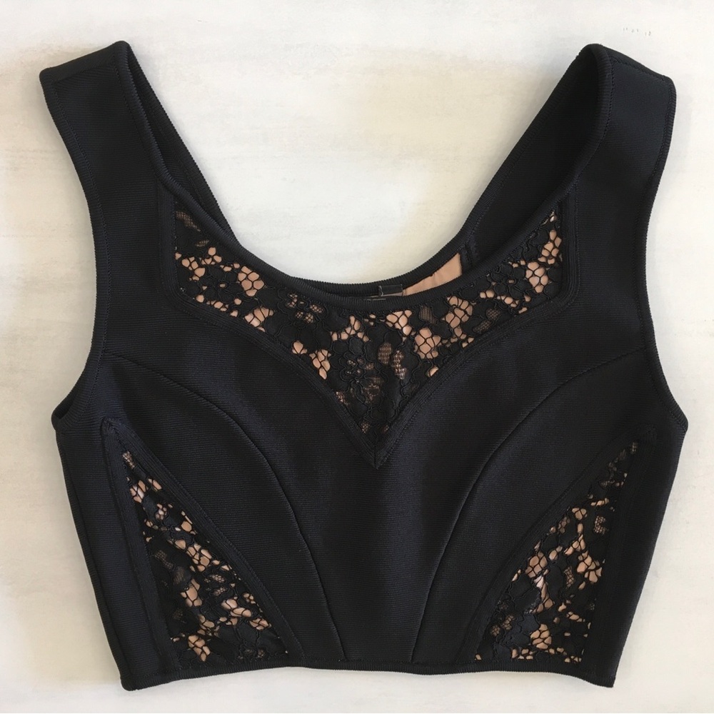 BCBG Maxazria EUC Black Bandage Top Sz XS